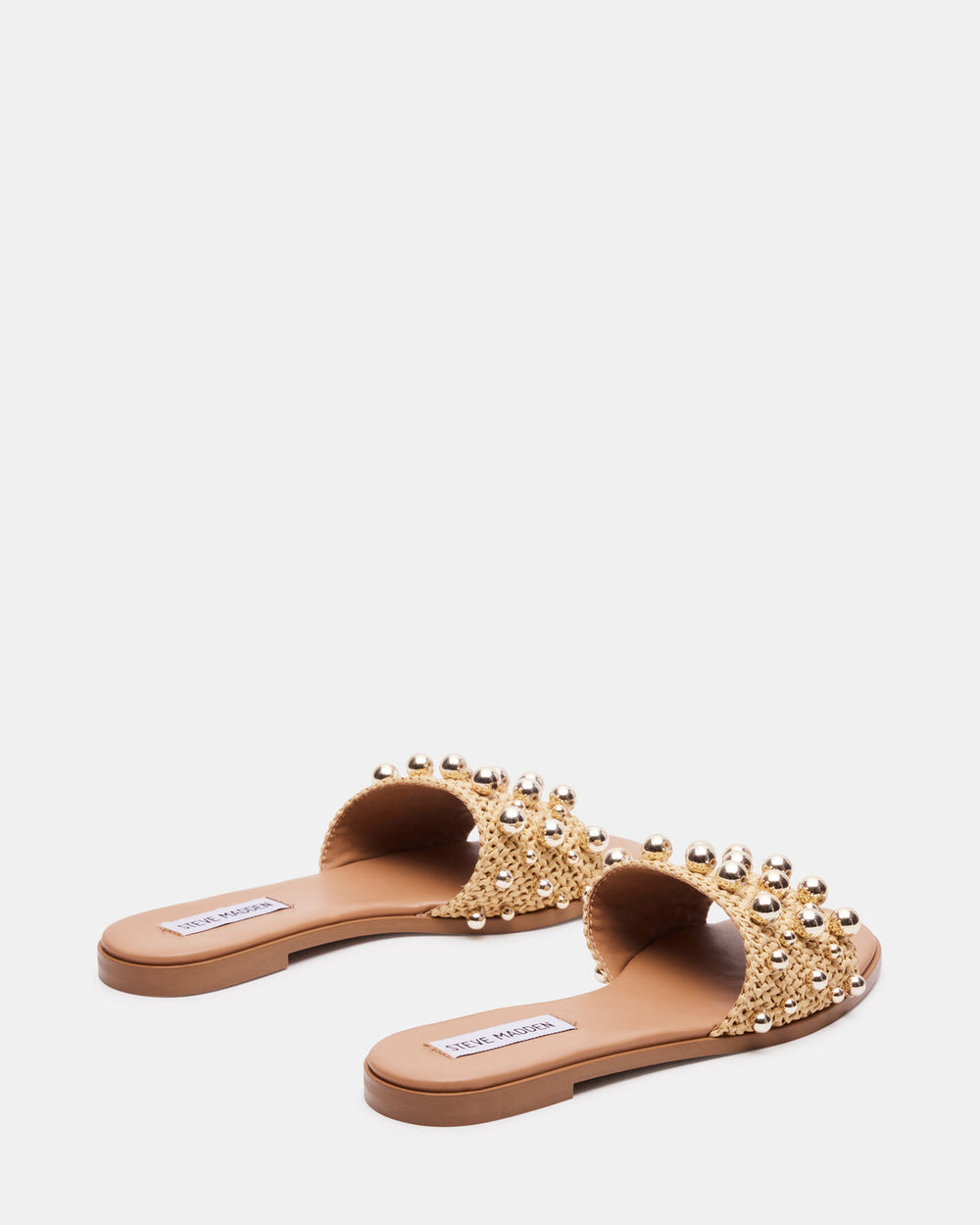 KEELY Natural Raffia Women's Studded Slides | Steve Madden near me