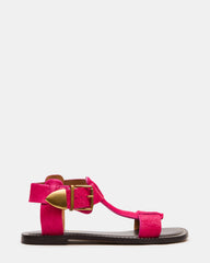 BRAZINN Hot Pink Strappy Flat Sandal Women's Sandal | Steve Madden Sale