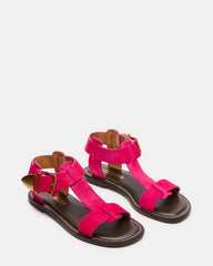 BRAZINN Hot Pink Strappy Flat Sandal Women's Sandal | Steve Madden Sale