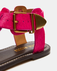 BRAZINN Hot Pink Strappy Flat Sandal Women's Sandal | Steve Madden Sale