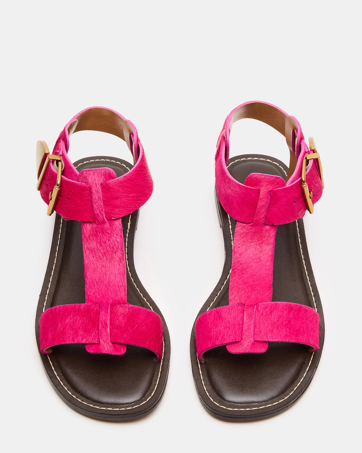 BRAZINN Hot Pink Strappy Flat Sandal Women's Sandal | Steve Madden Sale