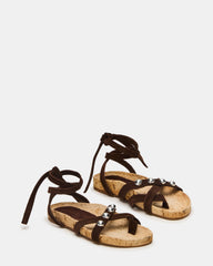 KELSO Brown Suede Flatform Strappy Studded Women's Sandal | Steve Madden for Sale