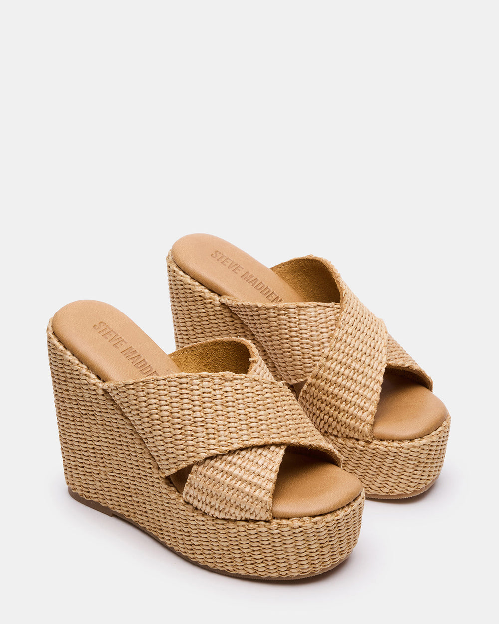CERCEI Natural Raffia Platform Square-Toe Wedge Women's Sandal | Steve Madden discount