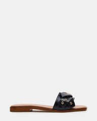HILARIA Black Leather Square-Toe Slide Women's Sandal | Steve Madden for Sale