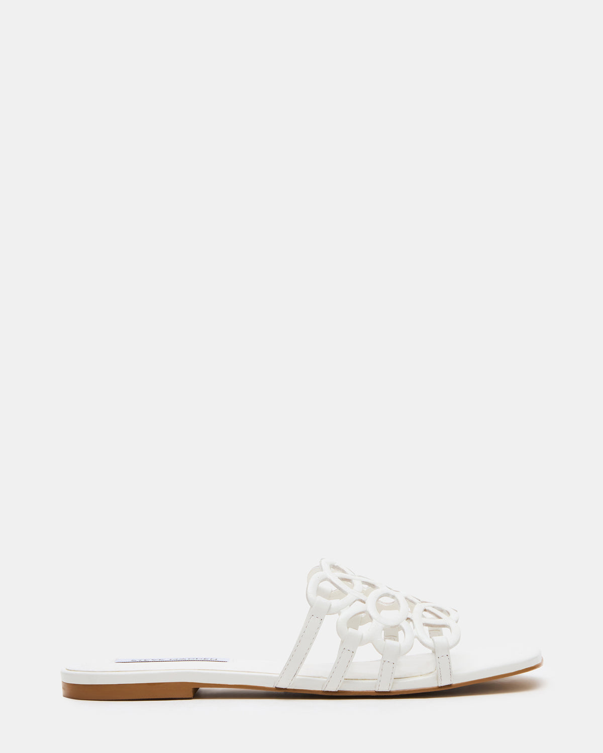LOTUS White Leather Square-Toe Slide Women's Sandal | Steve Madden on Sale
