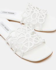 LOTUS White Leather Square-Toe Slide Women's Sandal | Steve Madden on Sale