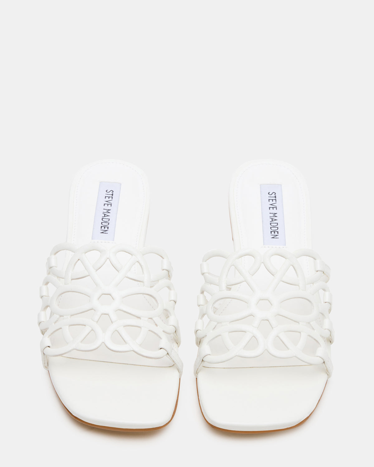 LOTUS White Leather Square-Toe Slide Women's Sandal | Steve Madden on Sale