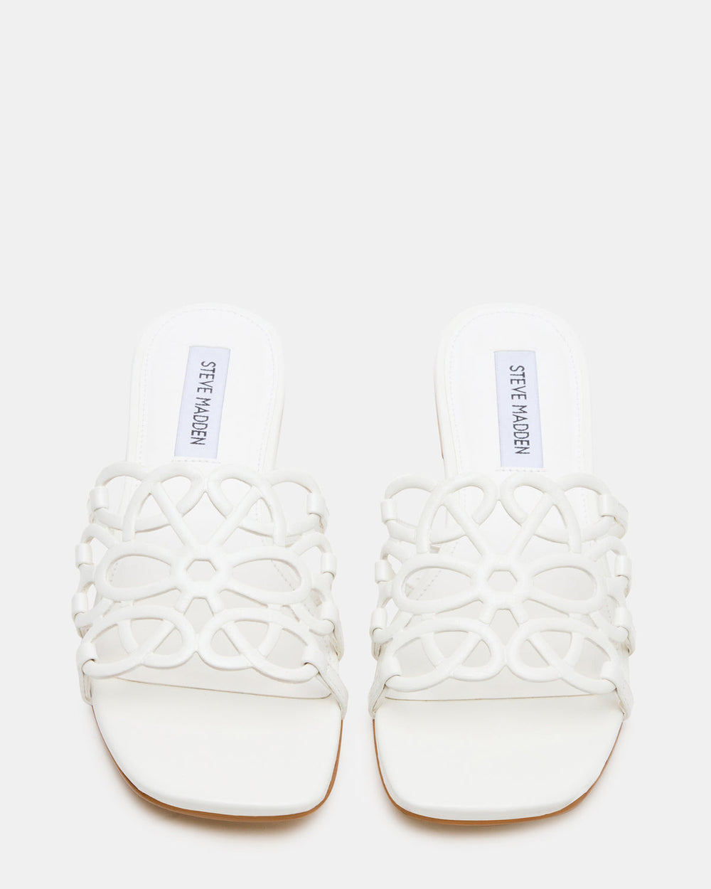 LOTUS White Leather Square-Toe Slide Women's Sandal | Steve Madden on Sale