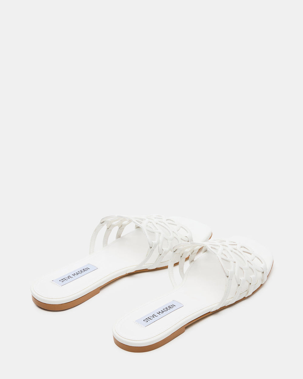 LOTUS White Leather Square-Toe Slide Women's Sandal | Steve Madden on Sale