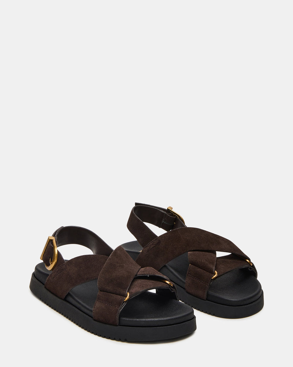 DONELLI Brown Suede Strappy Footbed Women's Sandal | Steve Madden discount