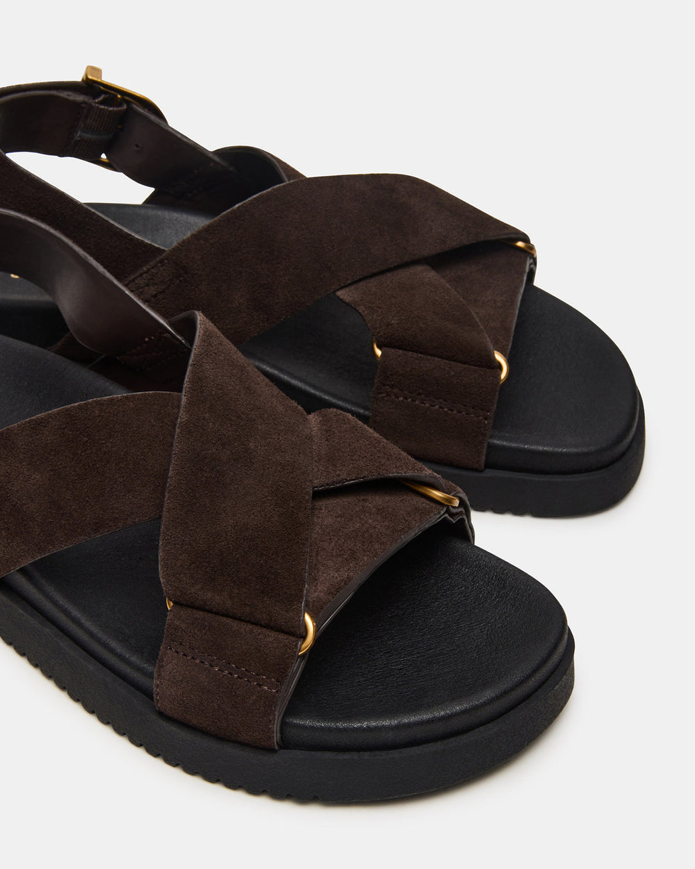 DONELLI Brown Suede Strappy Footbed Women's Sandal | Steve Madden discount