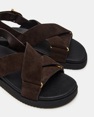 DONELLI Brown Suede Strappy Footbed Women's Sandal | Steve Madden discount