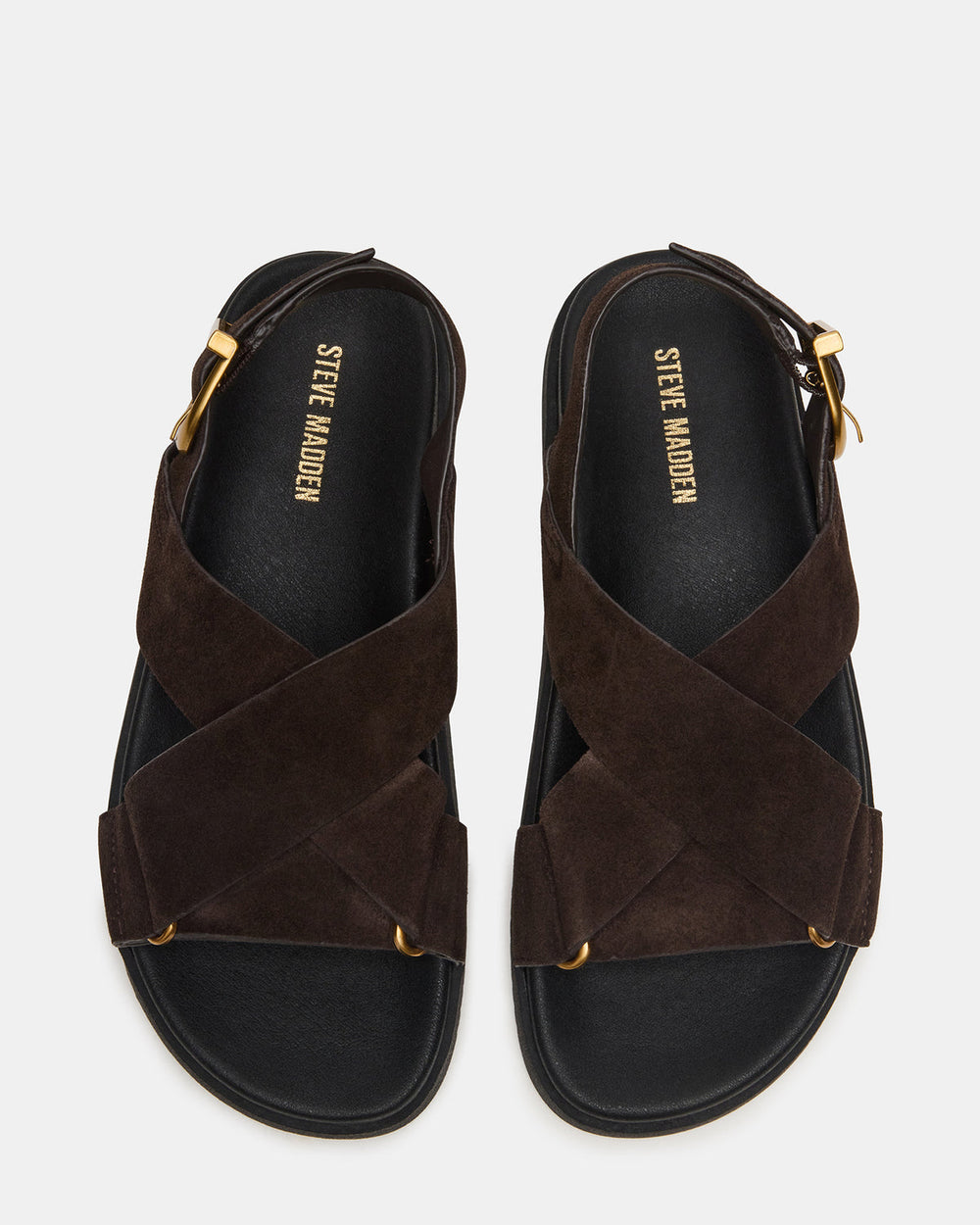 DONELLI Brown Suede Strappy Footbed Women's Sandal | Steve Madden discount