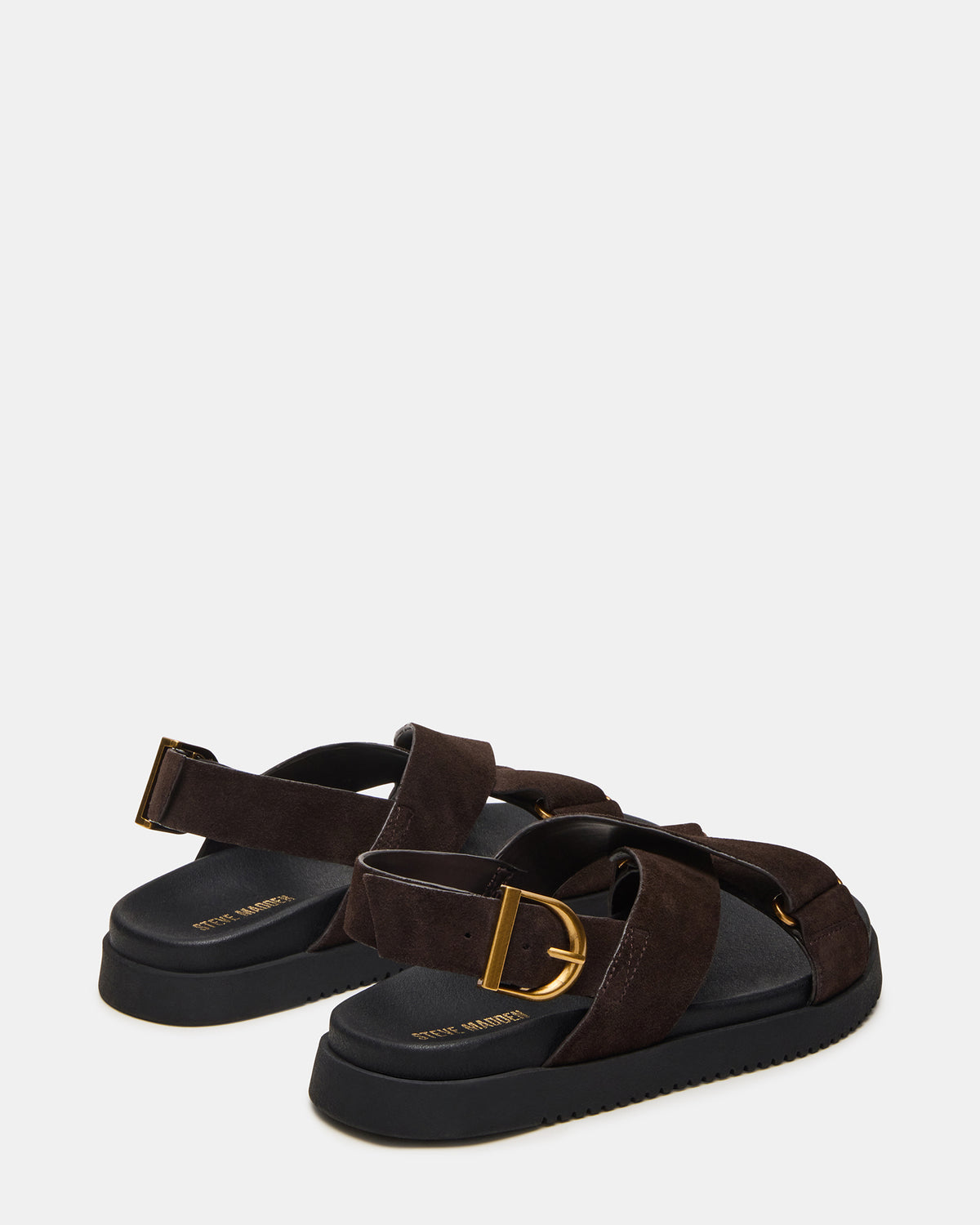 DONELLI Brown Suede Strappy Footbed Women's Sandal | Steve Madden discount