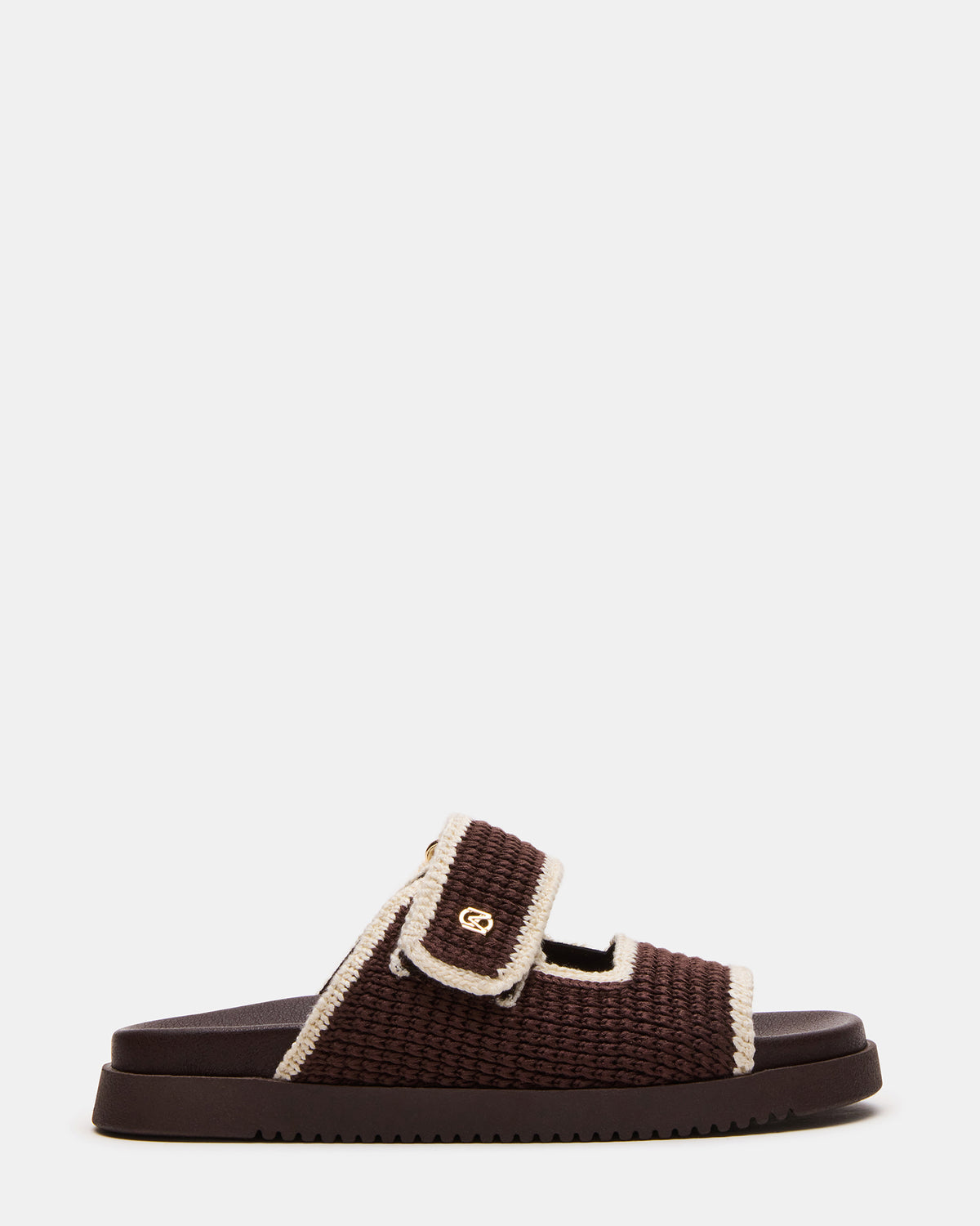 MAYSIE Brown Multi Woven Flatform Footbed Slide Women's Sandal | Steve Madden US