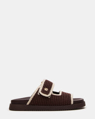 MAYSIE Brown Multi Woven Flatform Footbed Slide Women's Sandal | Steve Madden US