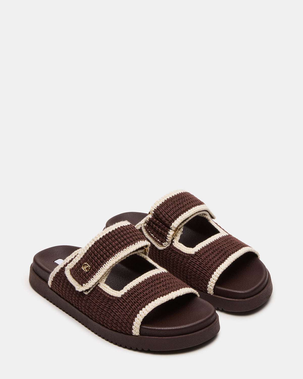 MAYSIE Brown Multi Woven Flatform Footbed Slide Women's Sandal | Steve Madden US