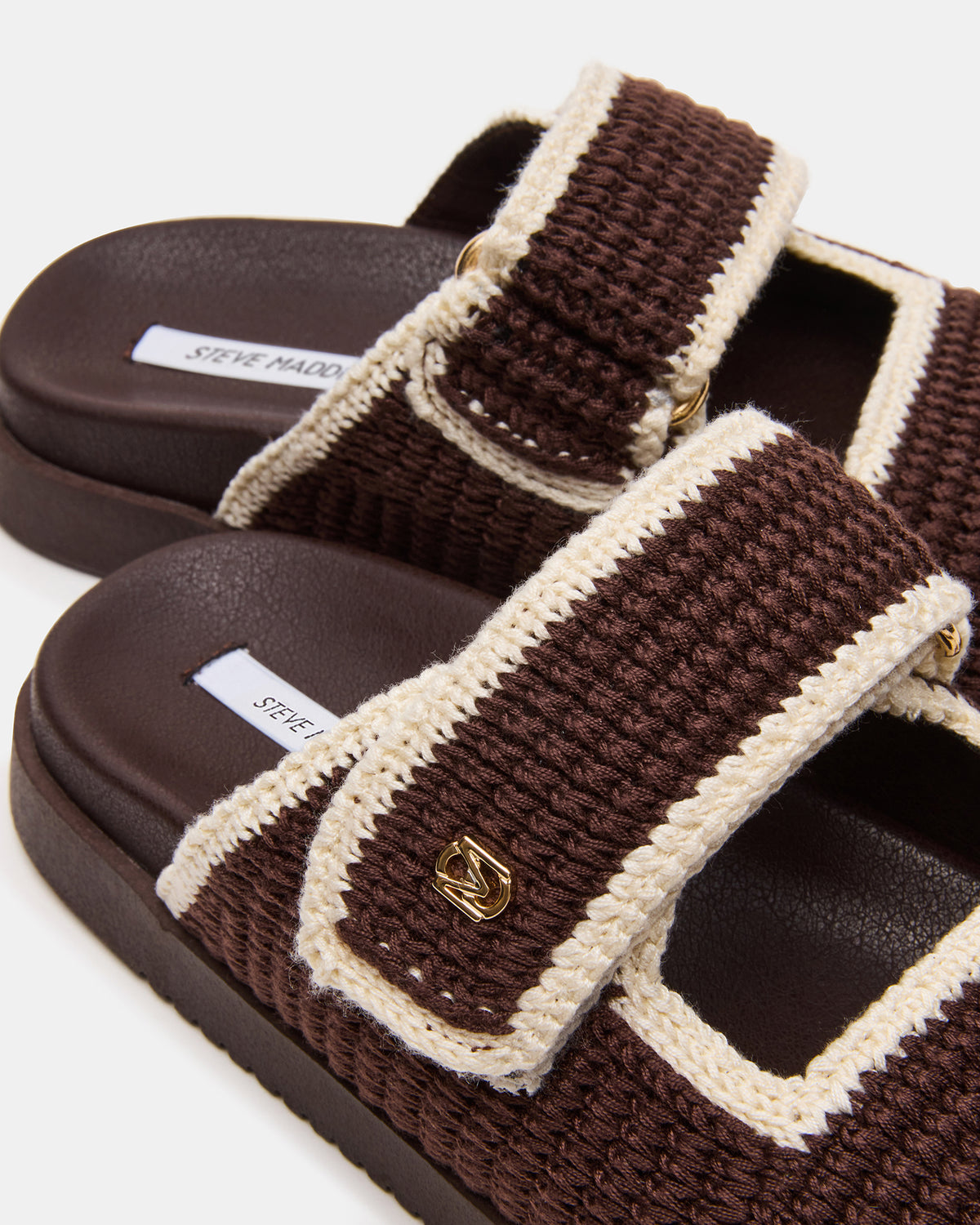 MAYSIE Brown Multi Woven Flatform Footbed Slide Women's Sandal | Steve Madden US