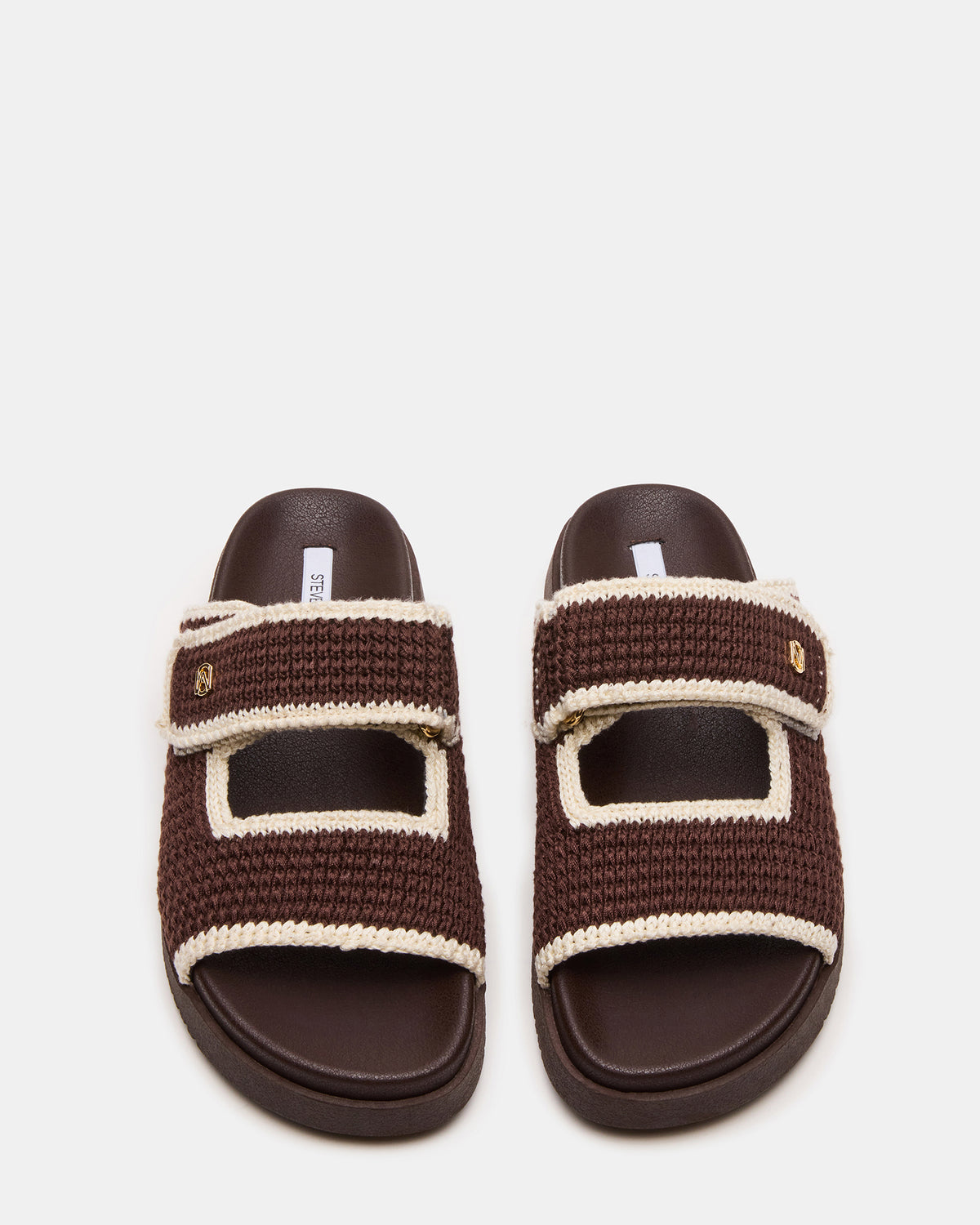 MAYSIE Brown Multi Woven Flatform Footbed Slide Women's Sandal | Steve Madden US