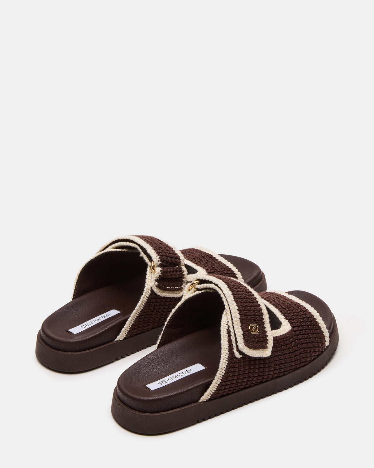 MAYSIE Brown Multi Woven Flatform Footbed Slide Women's Sandal | Steve Madden US