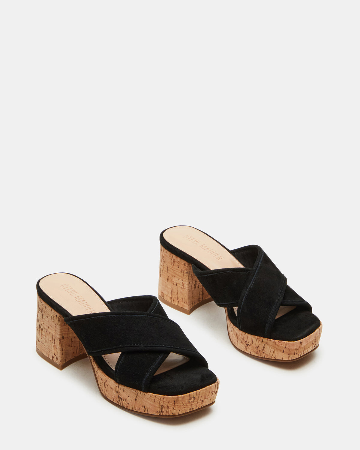 MARSDEN Black Suede Women's Platform Square-Toe Mule Sandal | Steve Madden outlet