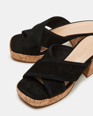 MARSDEN Black Suede Women's Platform Square-Toe Mule Sandal | Steve Madden outlet