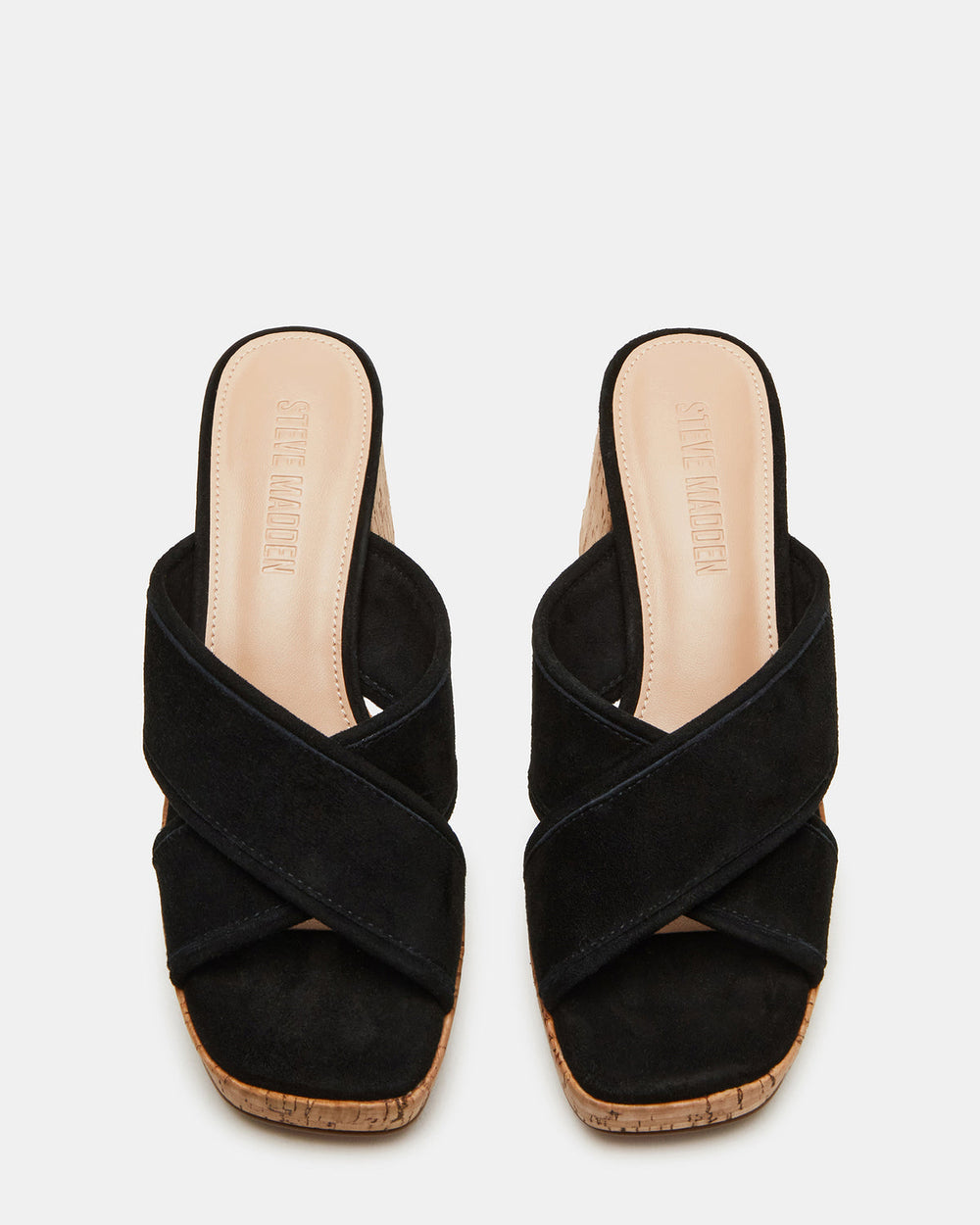 MARSDEN Black Suede Women's Platform Square-Toe Mule Sandal | Steve Madden outlet