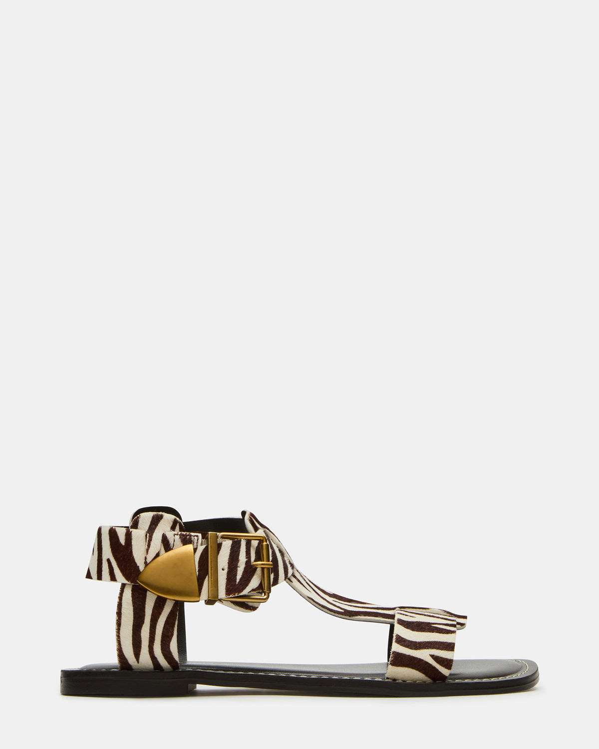 BRAZINN Zebra Strappy Flat Sandal Women's Sandal | Steve Madden near me