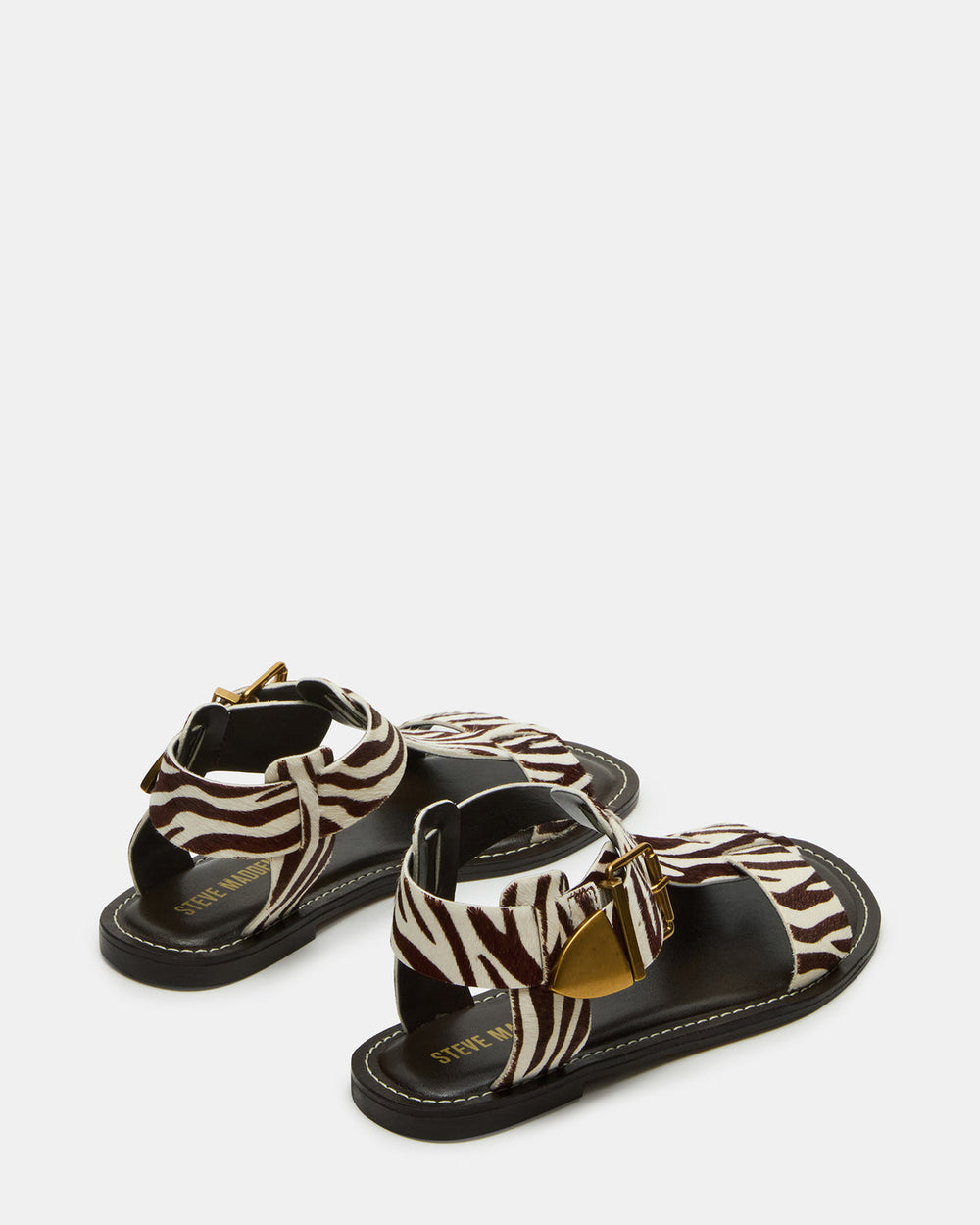 BRAZINN Zebra Strappy Flat Sandal Women's Sandal | Steve Madden near me