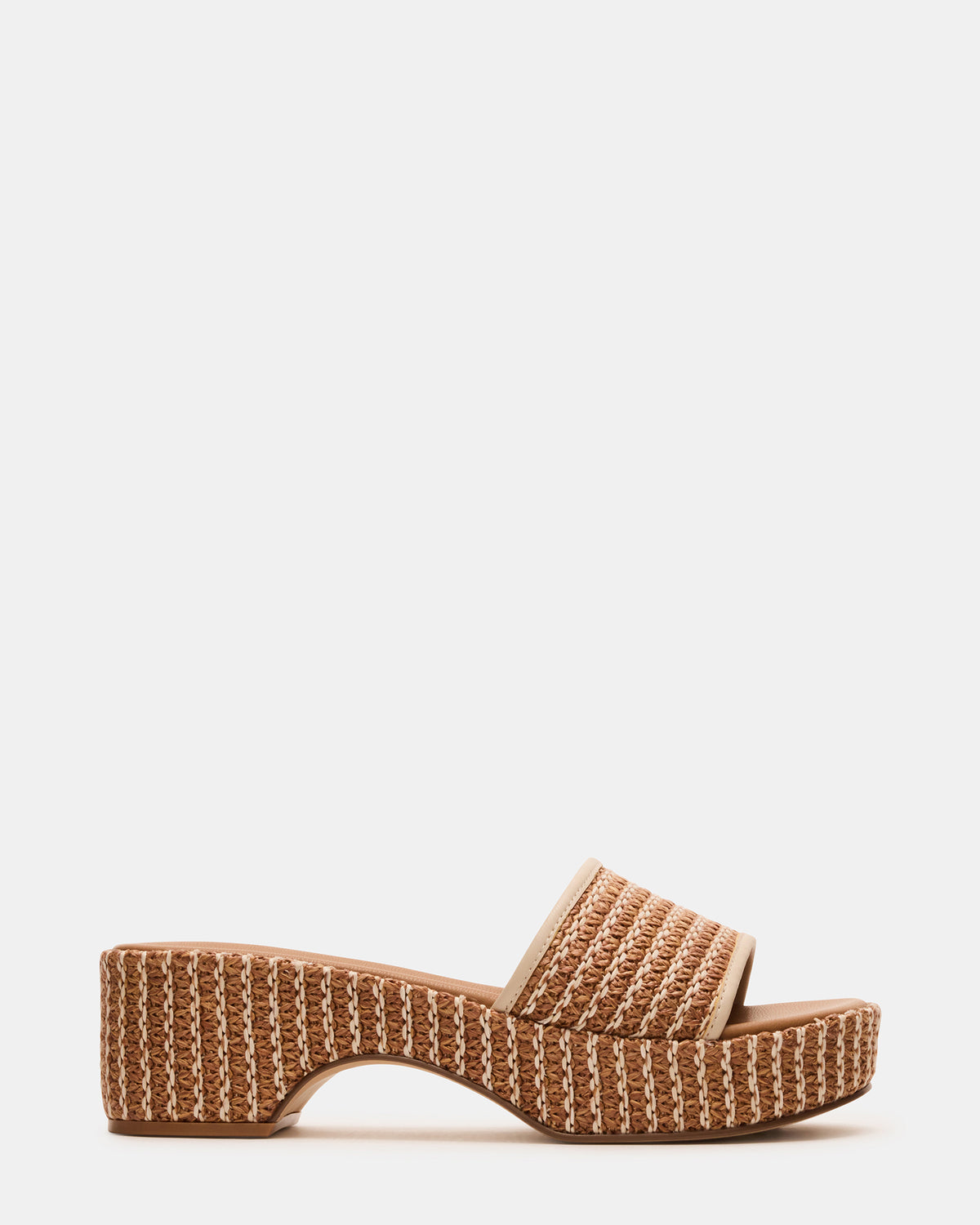 COSIMA Natural Platform Raffia Slide Women's Sandal | Steve Madden for Sale
