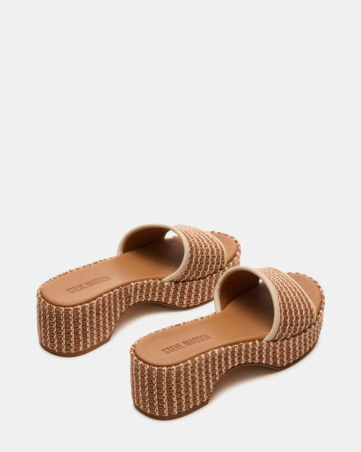 COSIMA Natural Platform Raffia Slide Women's Sandal | Steve Madden for Sale