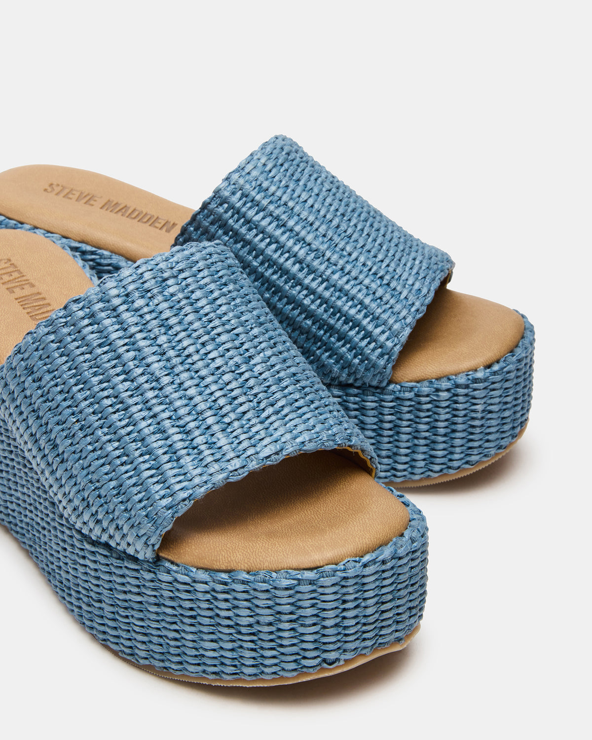JETTY Blue Raffia Platform Wedge Women's Sandal | Steve Madden on Sale