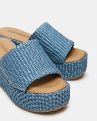 JETTY Blue Raffia Platform Wedge Women's Sandal | Steve Madden on Sale