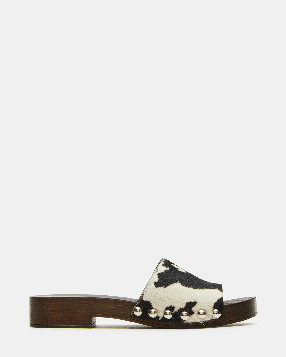 CENTO Black Cow Print Studded Slide Women's Sandal | Steve Madden near me