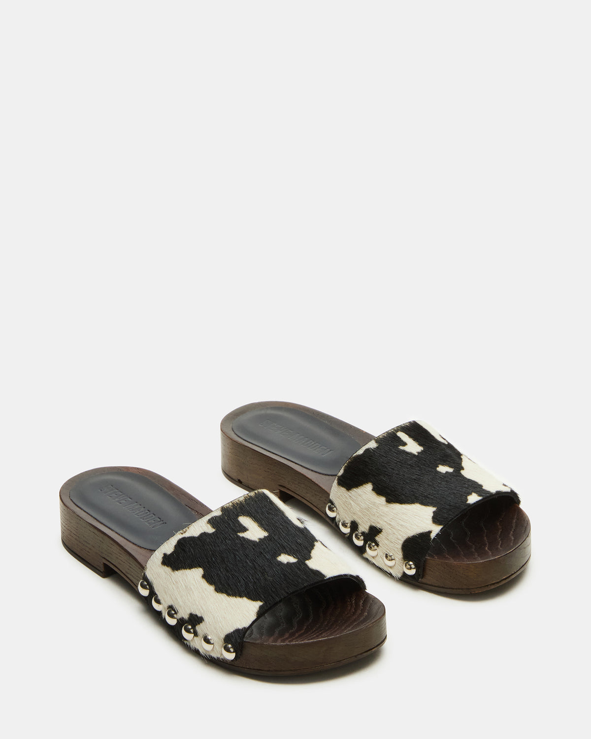 CENTO Black Cow Print Studded Slide Women's Sandal | Steve Madden near me