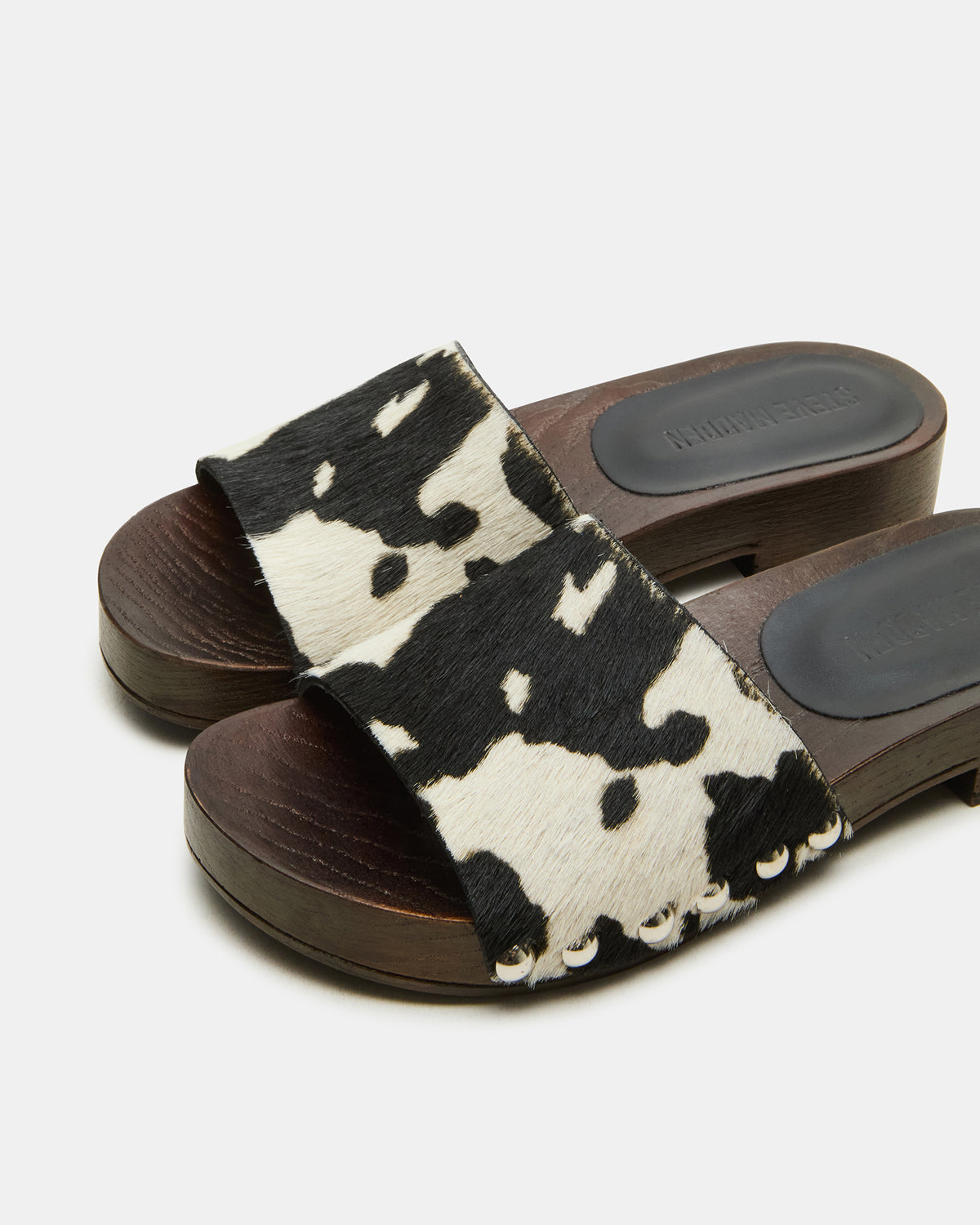 CENTO Black Cow Print Studded Slide Women's Sandal | Steve Madden near me