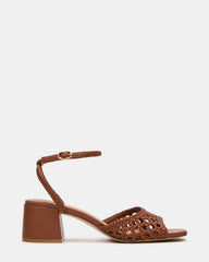 SOLEIL Tan Square-Toe Woven Women's Sandal | Steve Madden discount