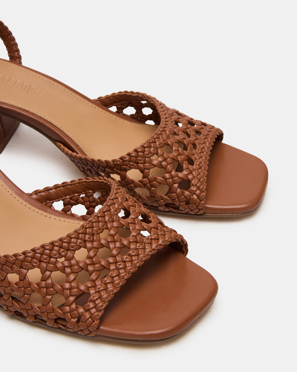 SOLEIL Tan Square-Toe Woven Women's Sandal | Steve Madden discount
