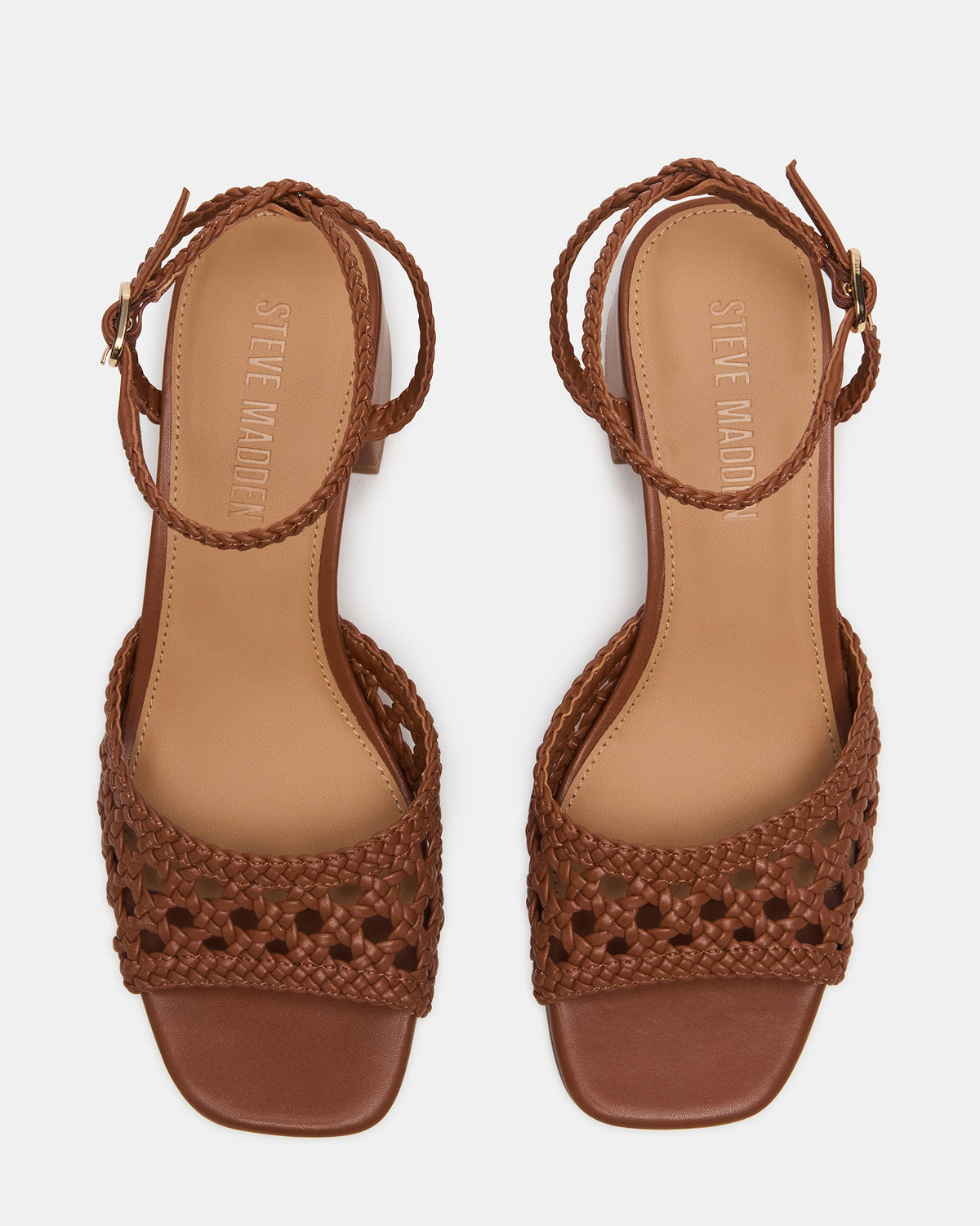 SOLEIL Tan Square-Toe Woven Women's Sandal | Steve Madden discount