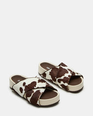 AVENDRA Brown Cow Print Flatform Slide Women's Sandal | Steve Madden online
