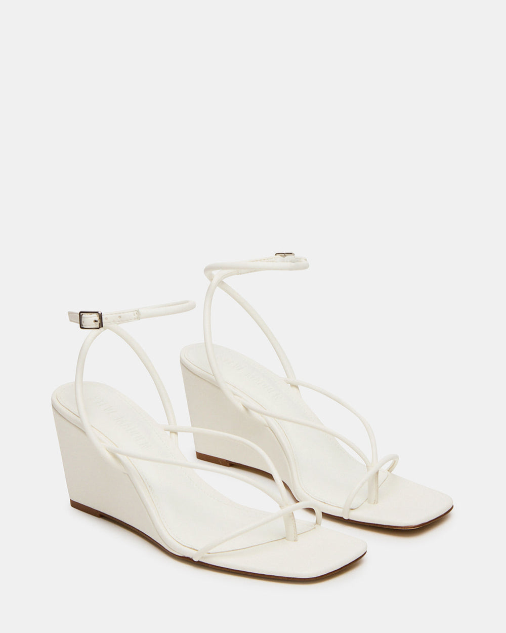 APPA White Square-Toe Strappy Wedge Women's Sandal | Steve Madden US