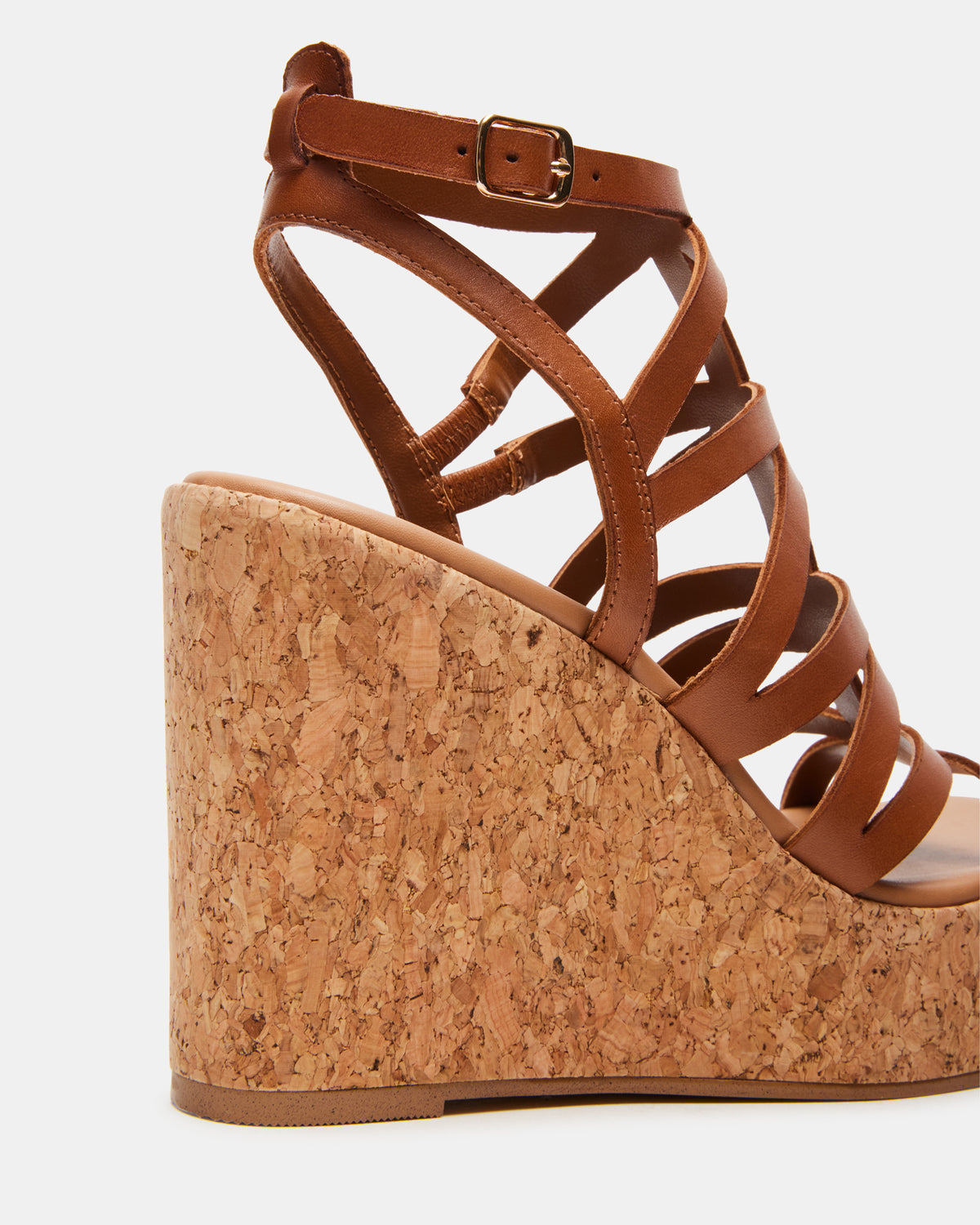 COZETTE Tan Leather Women's Platform Square-Toe Wedge Sandal | Steve Madden Sale