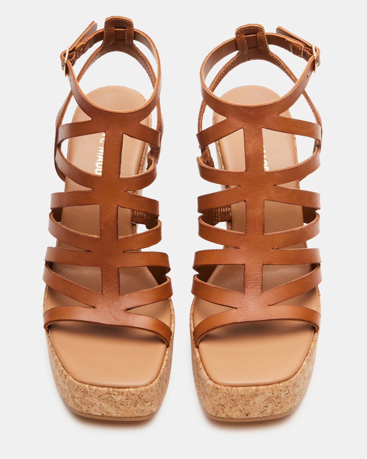 COZETTE Tan Leather Women's Platform Square-Toe Wedge Sandal | Steve Madden Sale