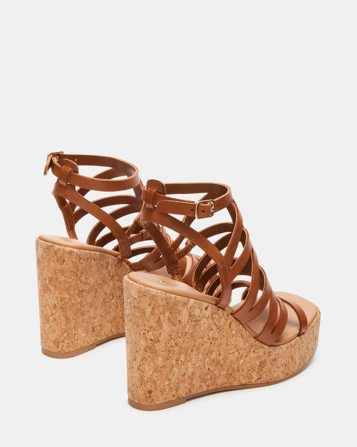 COZETTE Tan Leather Women's Platform Square-Toe Wedge Sandal | Steve Madden Sale