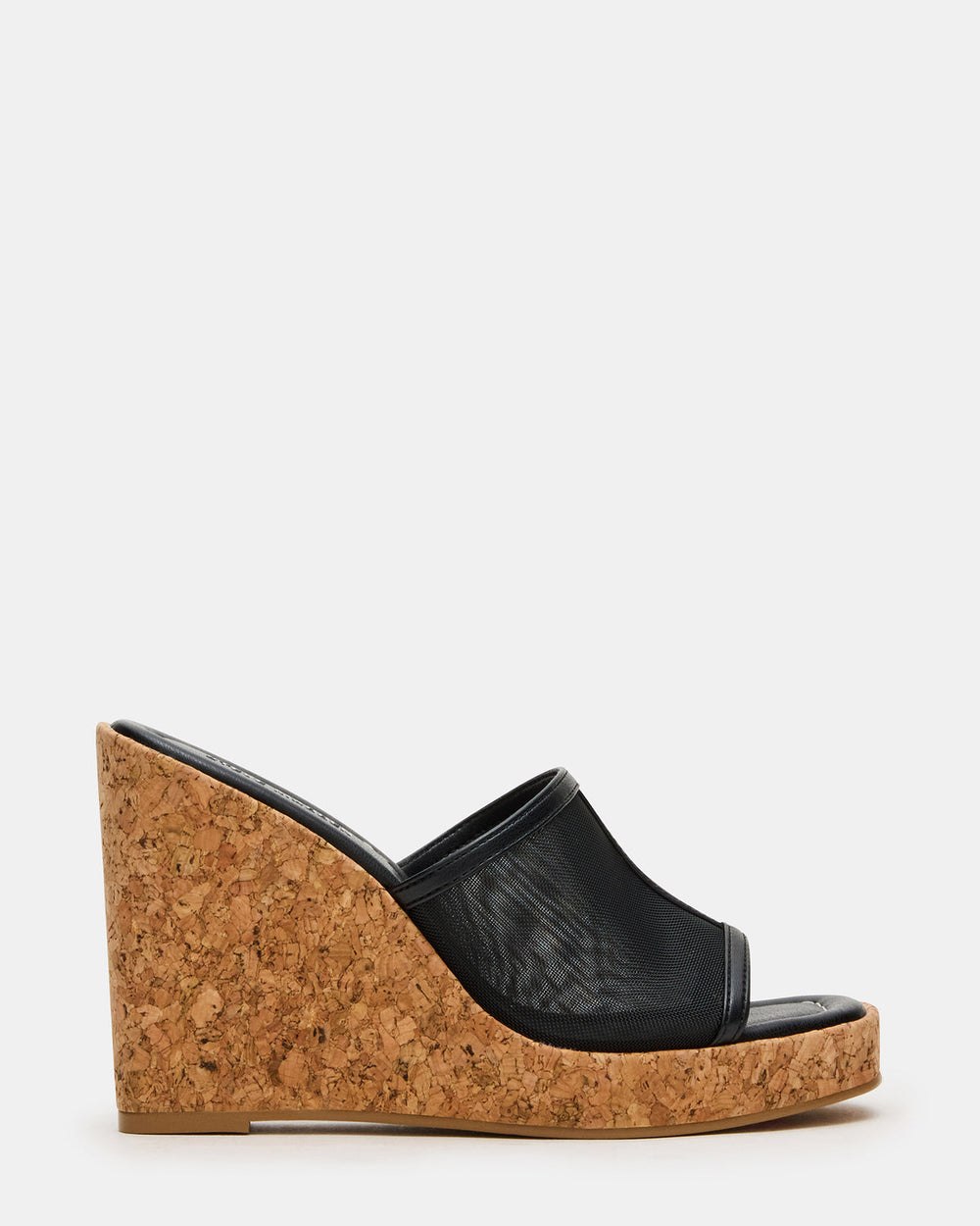 CRUZ Black Square-Toe Platform Mesh Wedge Mule Women's Sandal | Steve Madden discount