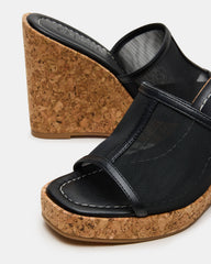 CRUZ Black Square-Toe Platform Mesh Wedge Mule Women's Sandal | Steve Madden discount