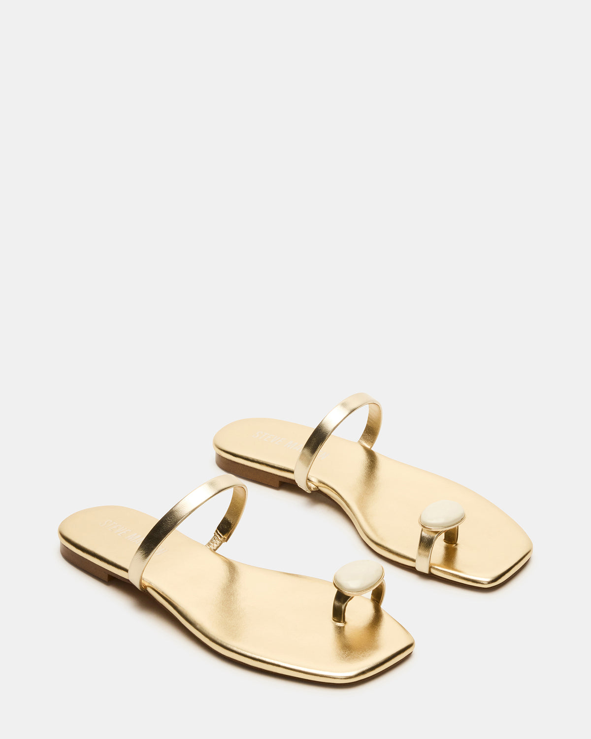 TAMARA Gold Flat Square-Toe Women's Sandal | Steve Madden online