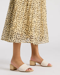 HAILEE Bone Leather Women's Square-Toe Raffia Block Heel Mule Sandal | Steve Madden Sale