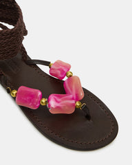 TASHA Pink Multi Strappy Lace-Up Flat Women's Sandal | Steve Madden for Sale