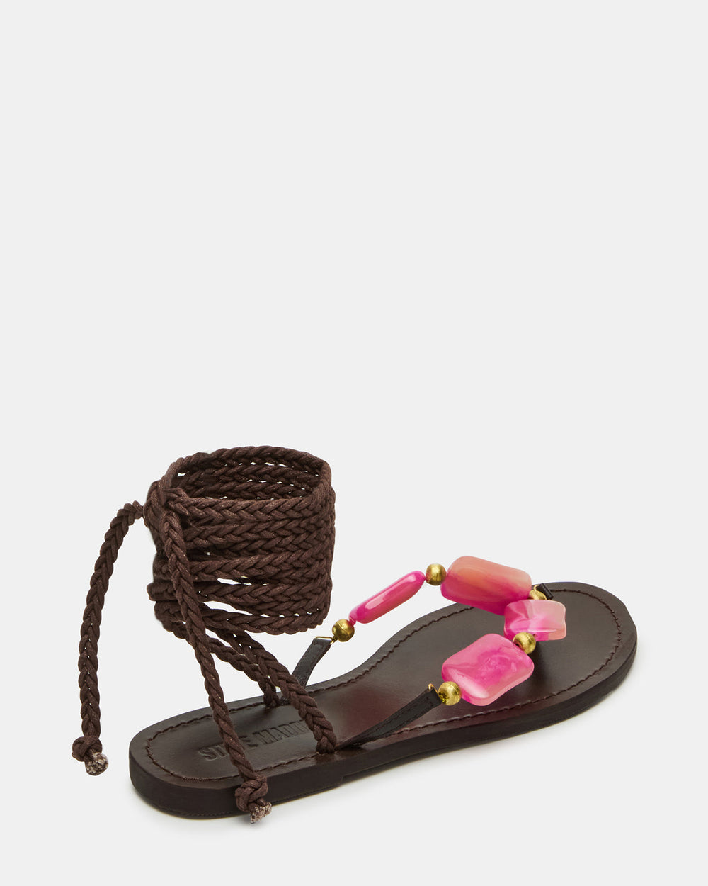TASHA Pink Multi Strappy Lace-Up Flat Women's Sandal | Steve Madden for Sale